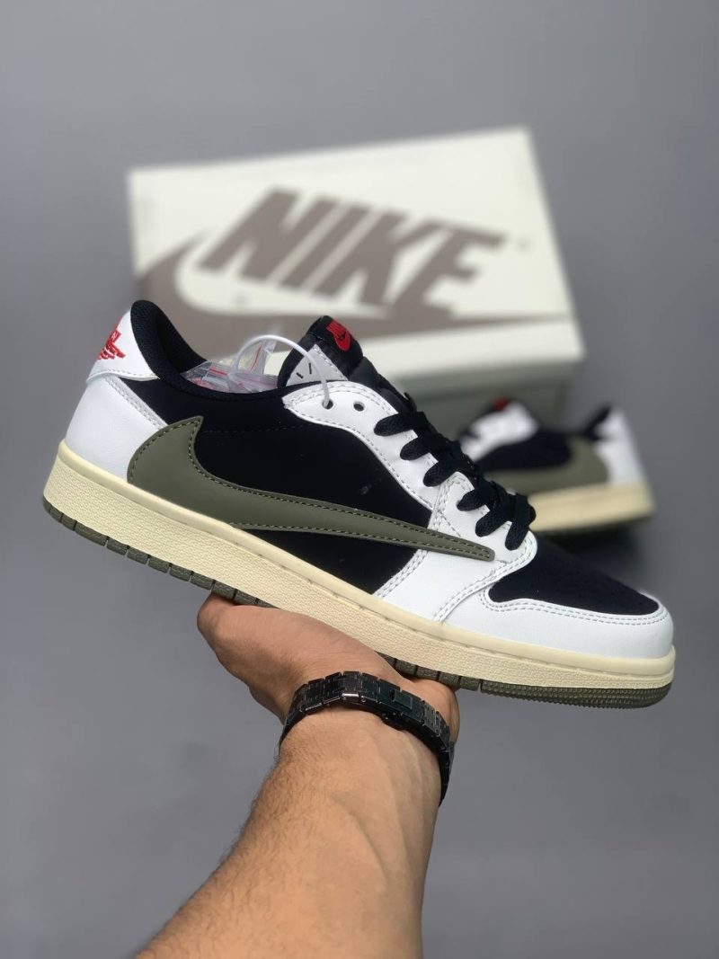 air-jordan-1-lo-travis-olive نایک ایر جردن ۱ بدون ساق تراویس اسکات سبز زیتونی اورجینال