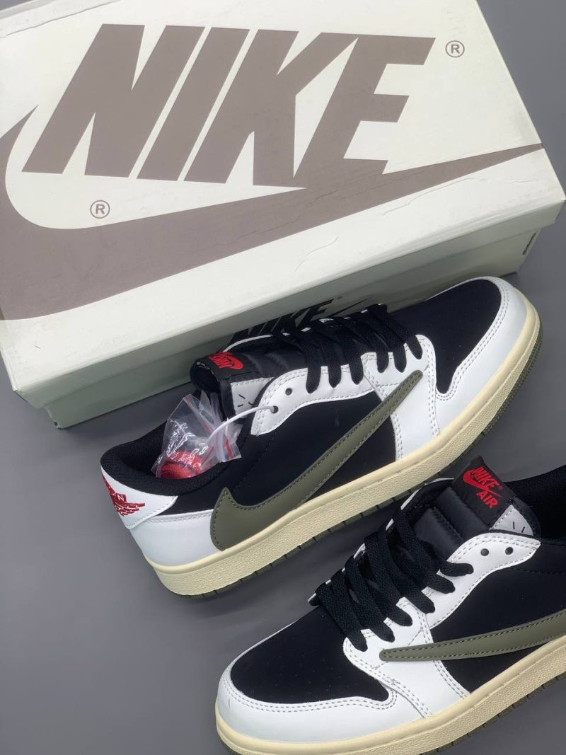 air-jordan-1-lo-travis-olive نایک ایر جردن ۱ بدون ساق تراویس اسکات سبز زیتونی اورجینال