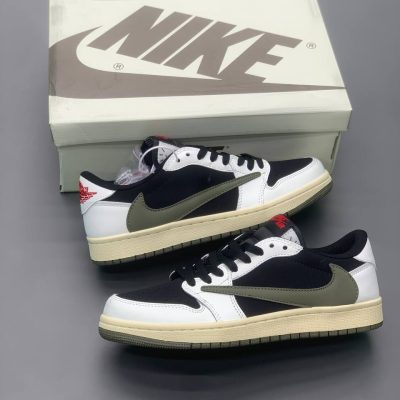 air-jordan-1-lo-travis-olive نایک ایر جردن ۱ بدون ساق تراویس اسکات سبز زیتونی اورجینال