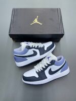 کفش نایک جردن وان سفید آبی مشکی کیفیت مستر Nike Jordan One White Blue Black