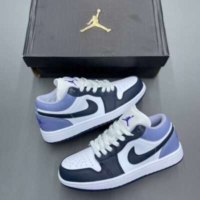 کفش نایک جردن وان سفید آبی مشکی کیفیت مستر Nike Jordan One White Blue Black