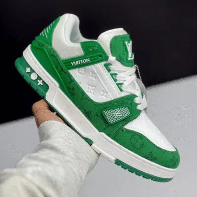 کفش لویی ویتون ترینر سفید سبز Louis Vuitton Trainer White Green