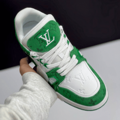 کفش لویی ویتون ترینر سفید سبز Louis Vuitton Trainer White Green