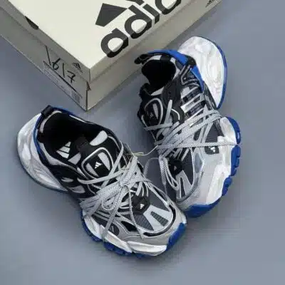 کفش آدیداس رانر دیلاکس سفید طوسی آبی Adidas Runner Deluxe White Gray Blue