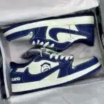 کفش نایک ایر جردن وان لو تراویس اسکات گوچی سفید سرمه‌ای Nike Air Jordan 1 Low Travis Scott Gucci
