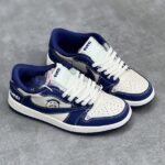 کفش نایک ایر جردن وان لو تراویس اسکات گوچی سفید سرمه‌ای Nike Air Jordan 1 Low Travis Scott Gucci