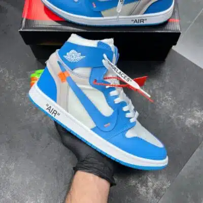 کفش نایک ایر جردن وان ساقدار آف وایت یونیورسیتی Nike Air Jordan 1 High Off-White University Blue