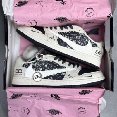 کفش نایک ایر جردن وان لو تراویس اسکات بالنسیاگا Nike Air Jordan 1 Low Travis Scott Balenciaga
