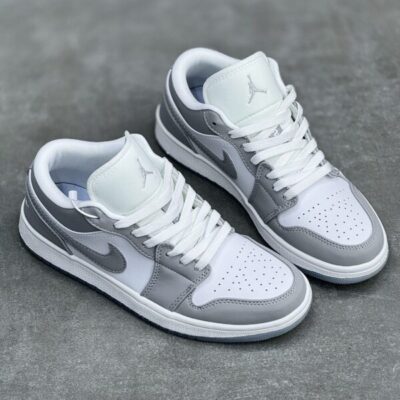کفش نایک ایر جردن وان سفید طوسی Nike Air Jordan 1 White Grey