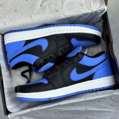 کفش نایک ایر جردن وان لو آبی مشکی Nike Air Jordan 1 Low Blue Black