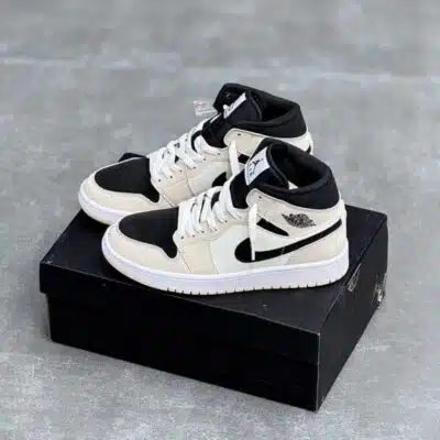 کفش نایک ایر جردن وان ساقدار کرم مشکی Nike Air Jordan 1 High Cream Black